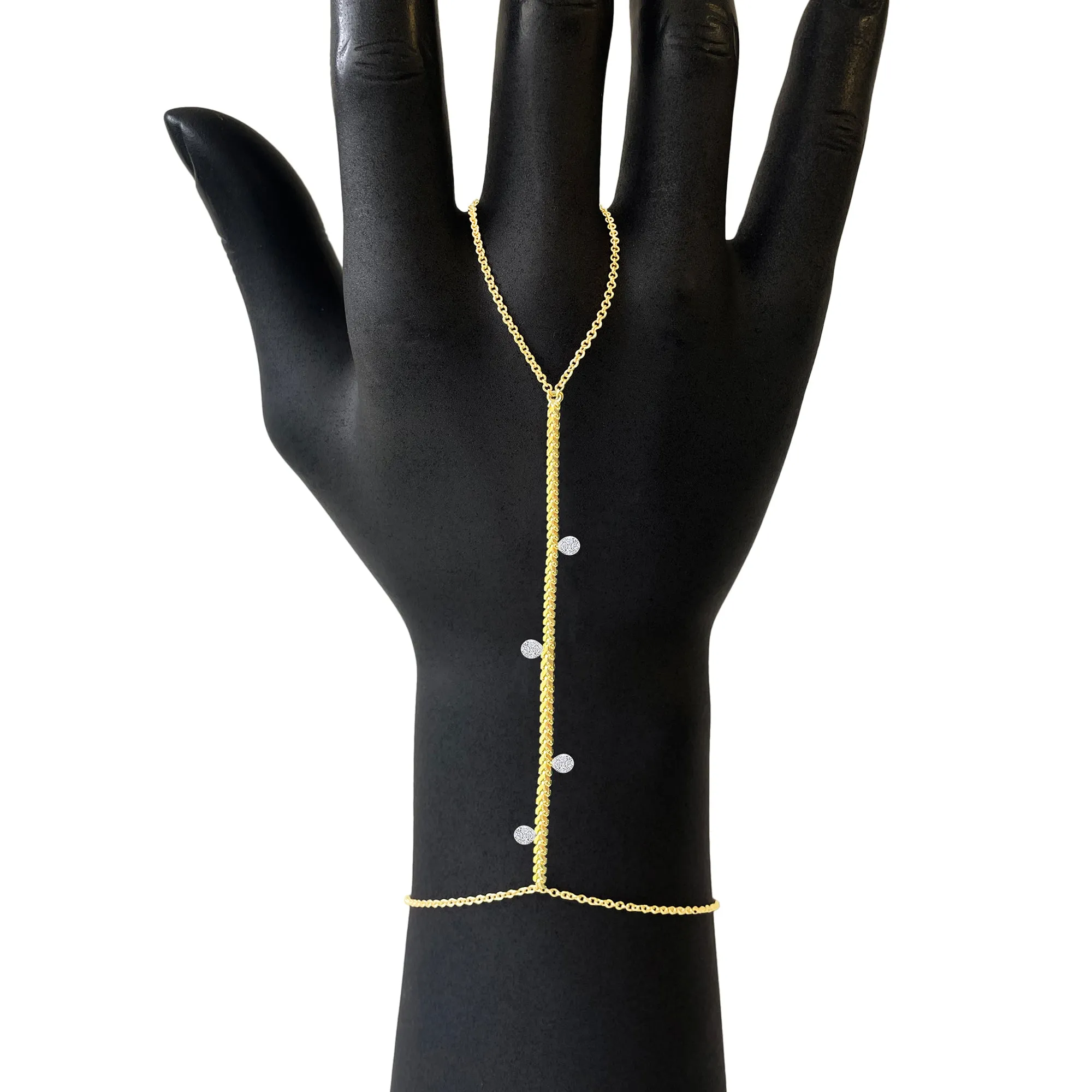 Yellow Gold Hand Chain Ring sold by Meira T product image thumbnail 2