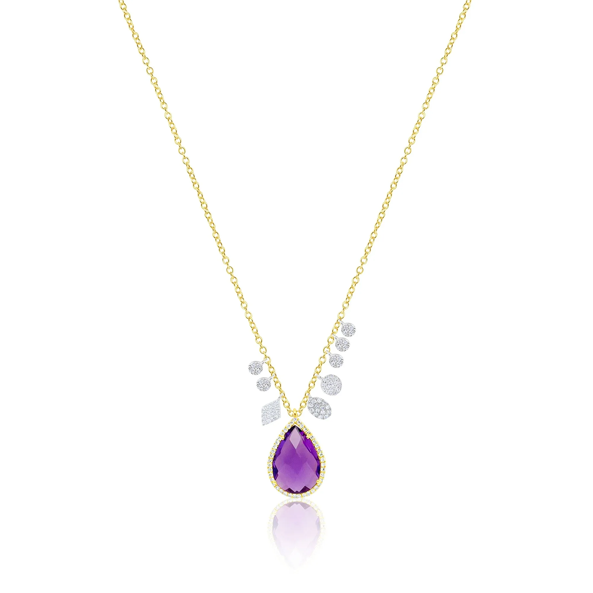 14k Yellow Gold Amethyst Diamond Charm Necklace sold by Meira T