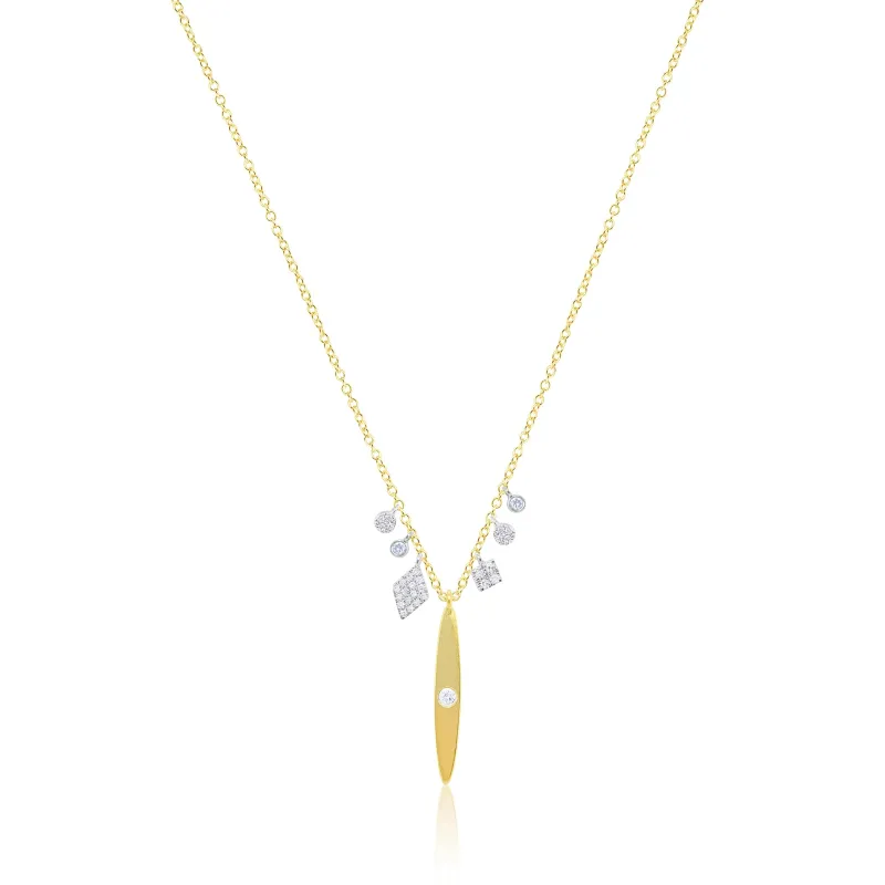 Brushed Gold and Diamond Post Necklace sold by Meira T
