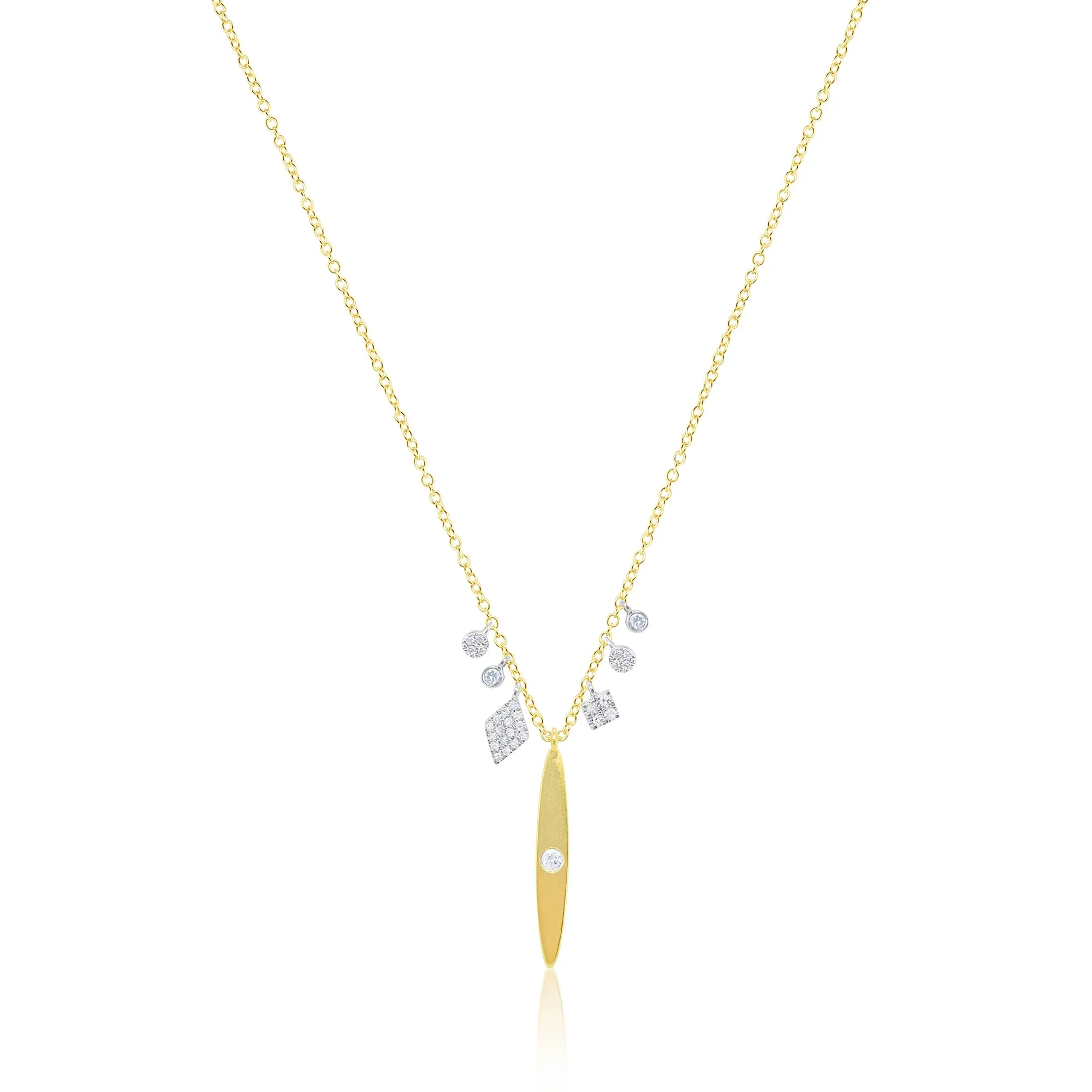 Brushed Gold and Diamond Post Necklace sold by Meira T