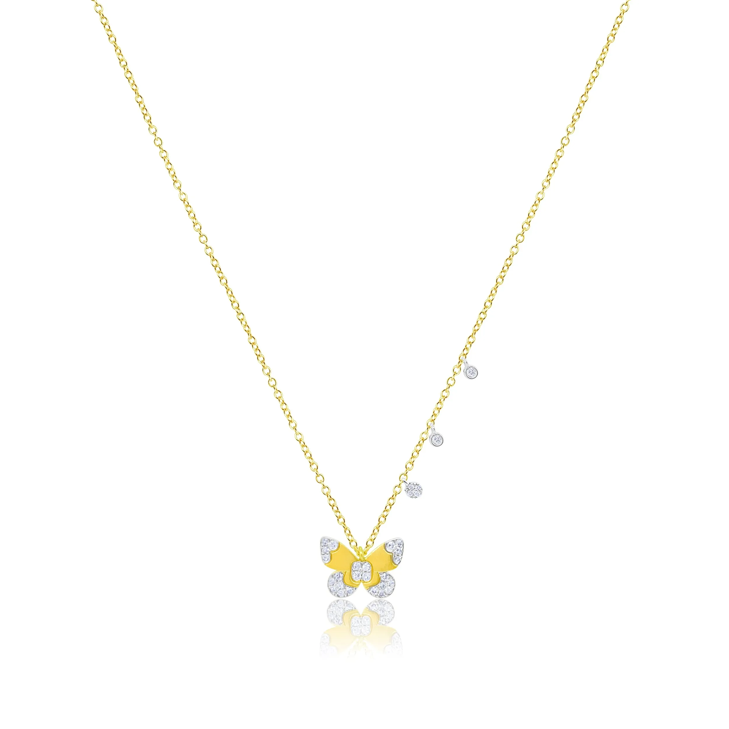 14k Yellow Gold Brushed Butterfly Diamond Necklace sold by Meira T