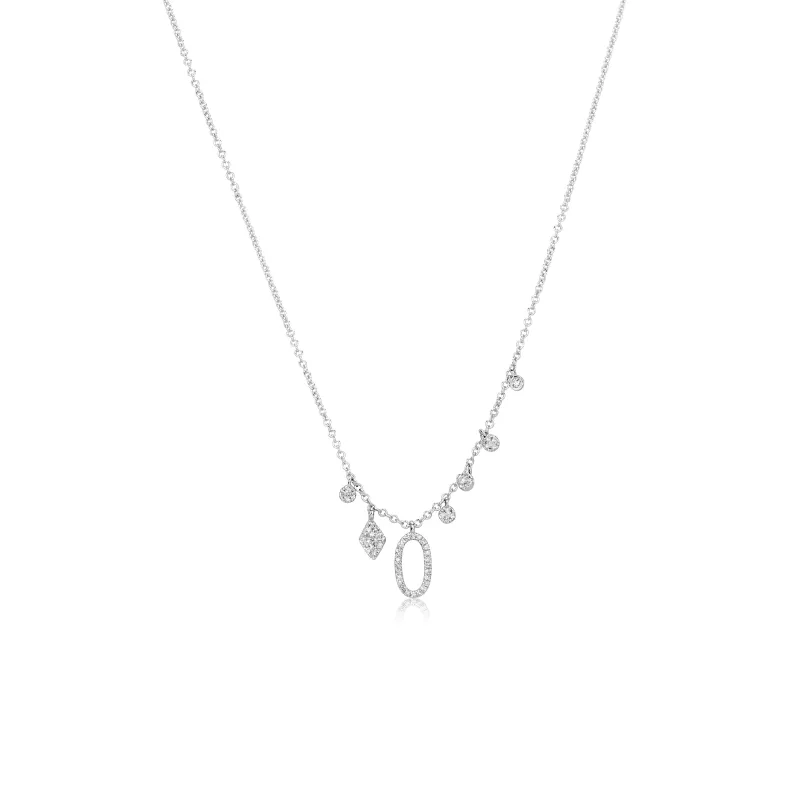 14k White Gold Diamond Oval Charm Necklace sold by Meira T