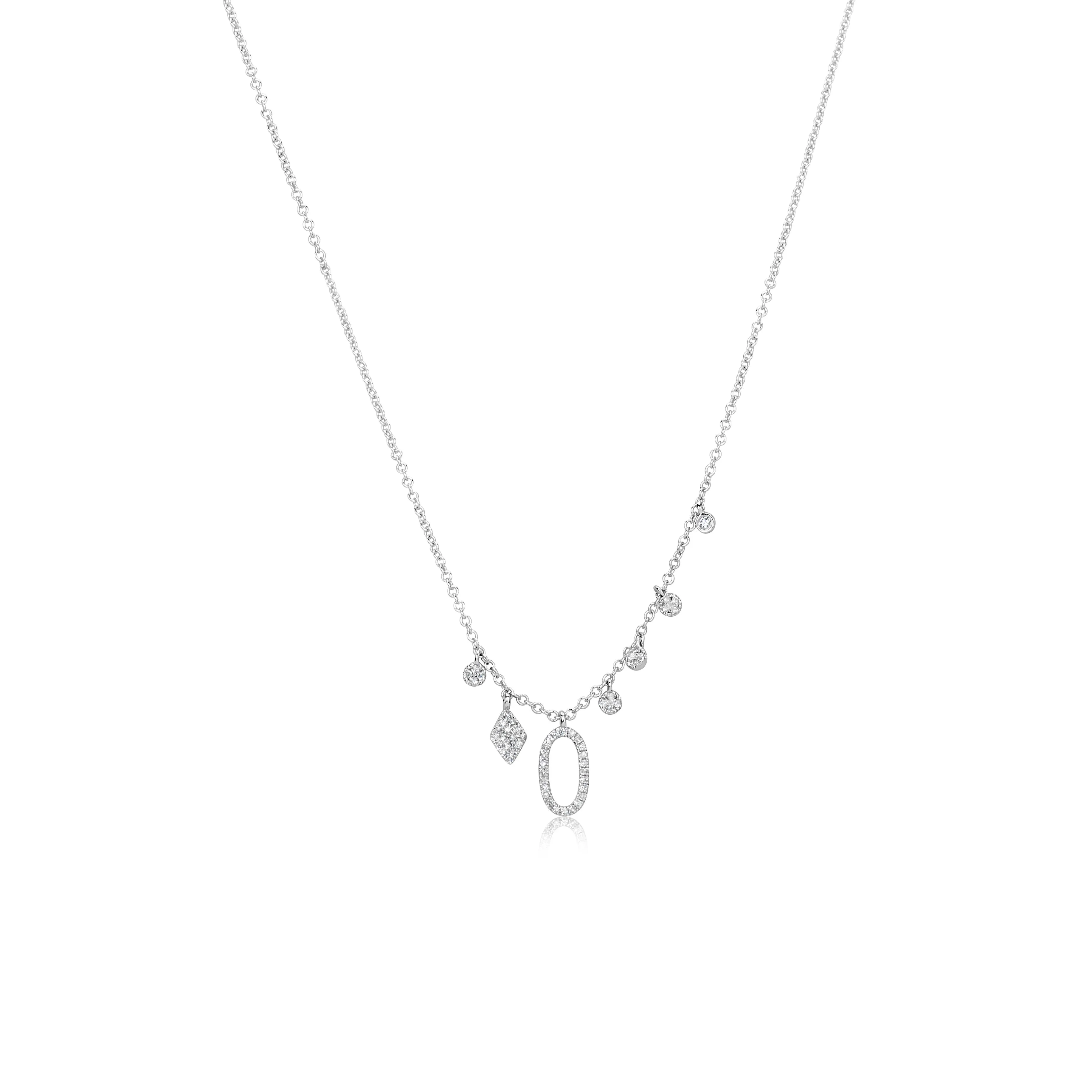 14k White Gold Diamond Oval Charm Necklace sold by Meira T