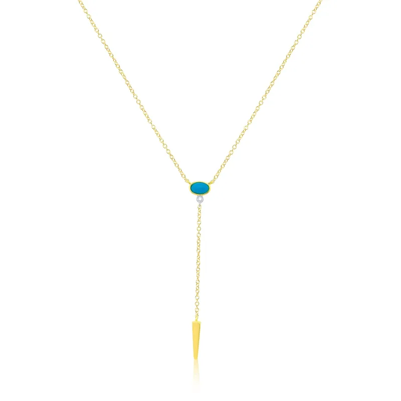 Yellow Gold and Turquoise Lariat sold by Meira T