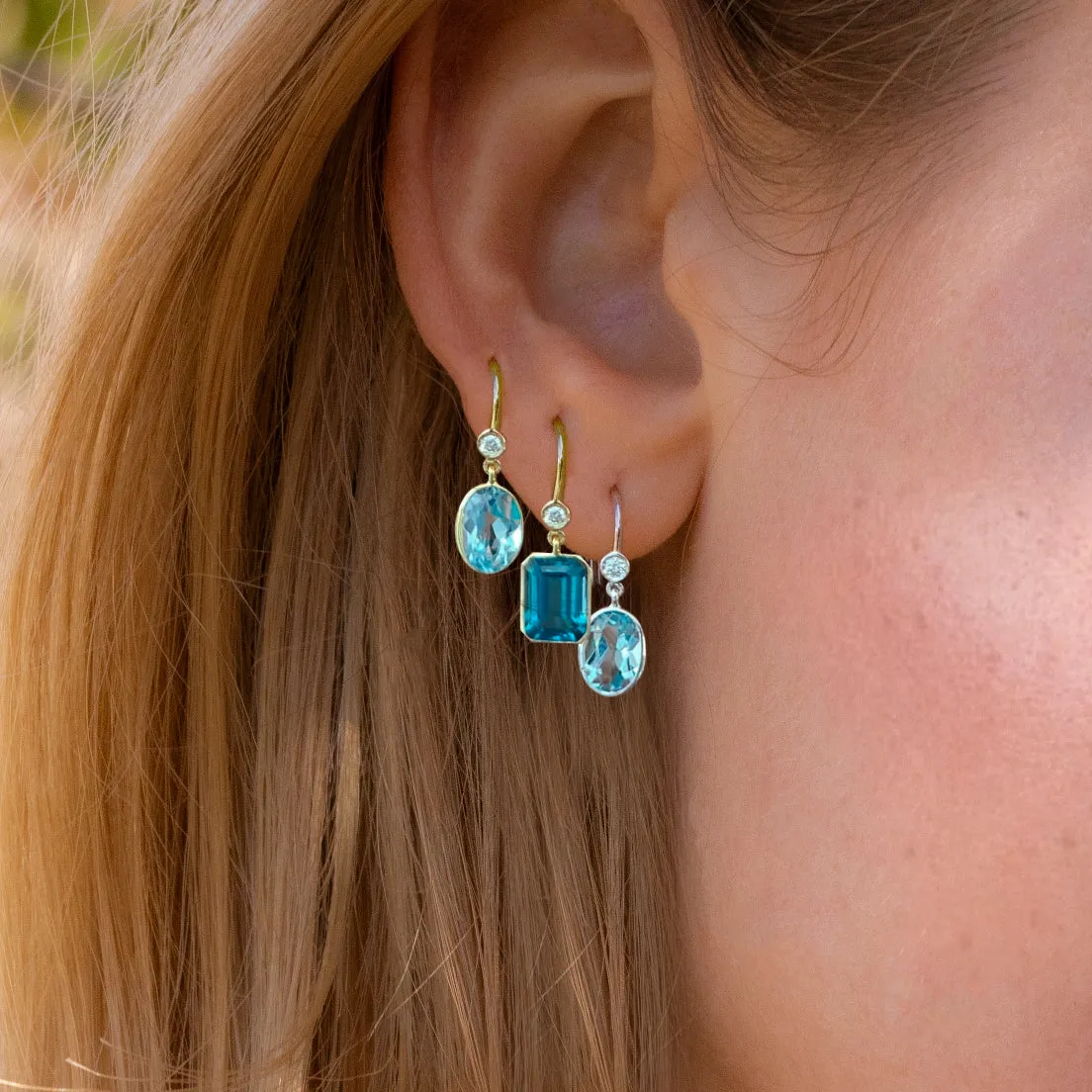 Yellow Gold Blue Topaz Drop Earring (single) sold by Meira T product image thumbnail 2