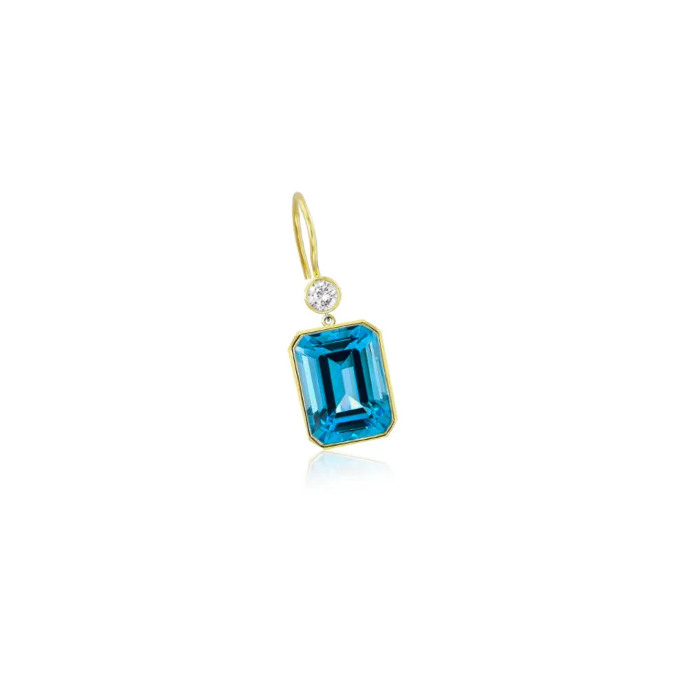 Yellow Gold Blue Topaz Drop Earring (single) sold by Meira T