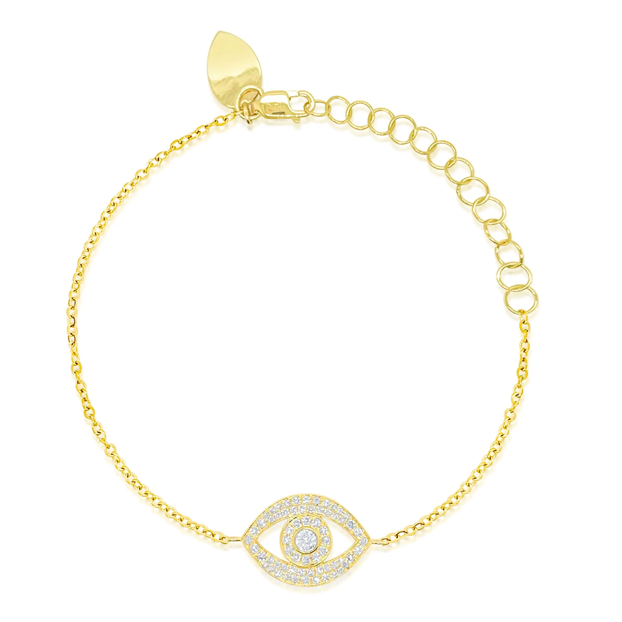Yellow Gold Diamond Evil Eye Bracelet sold by Meira T
