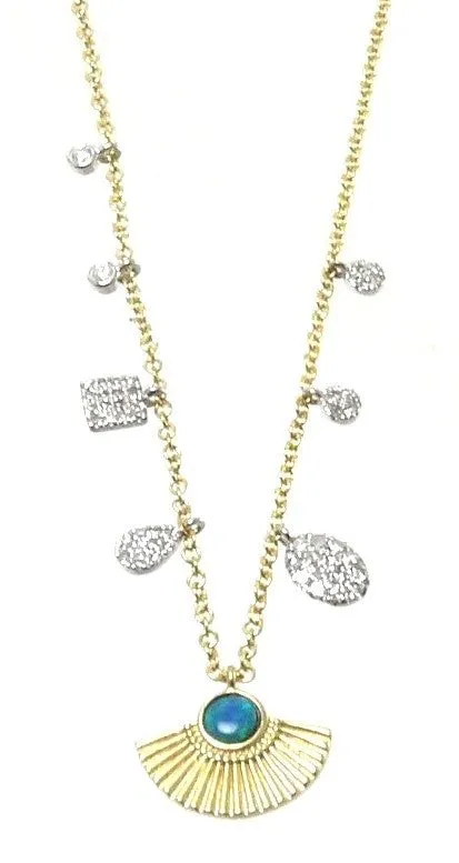 Opal Accent Fan Pendant Charm Necklace sold by Meira T