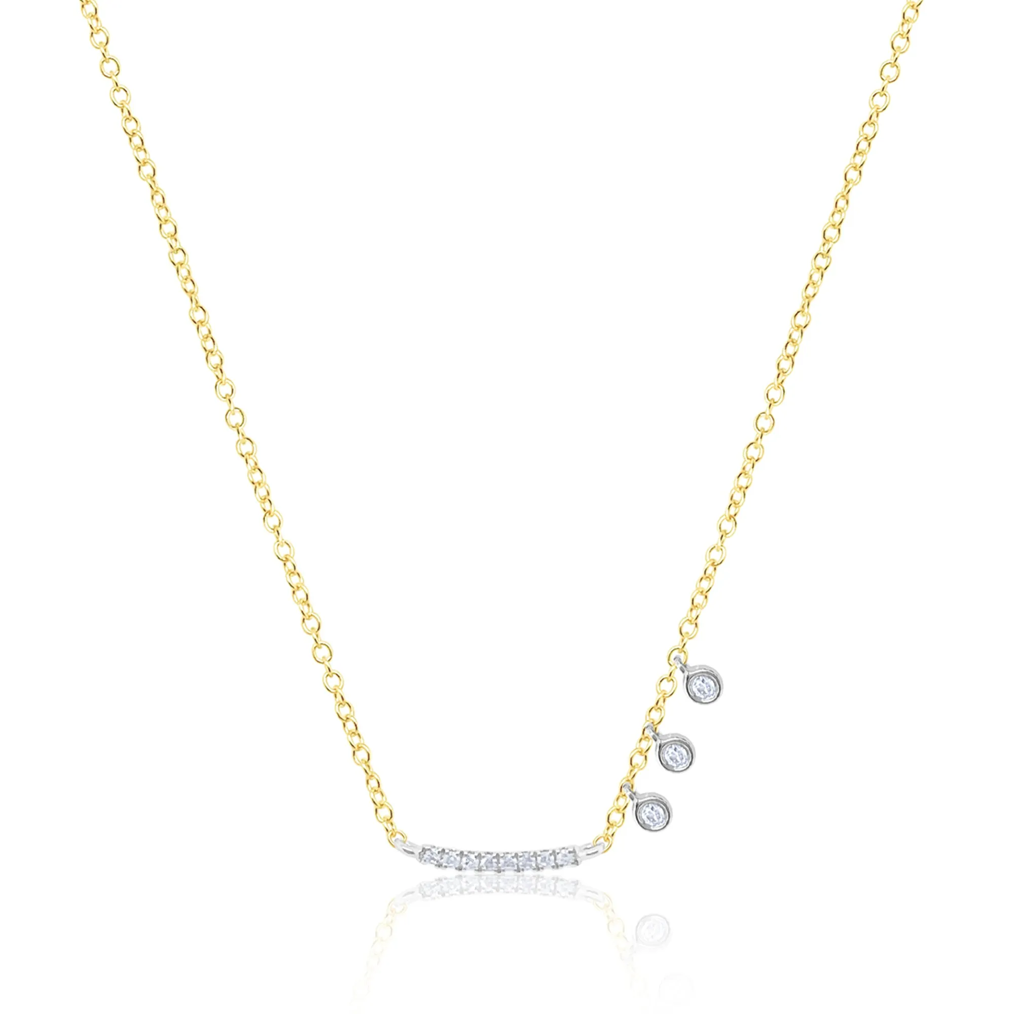 Diamond Bar Necklace 14kt Yellow Gold 18 inches Adjustable sold by Meira T