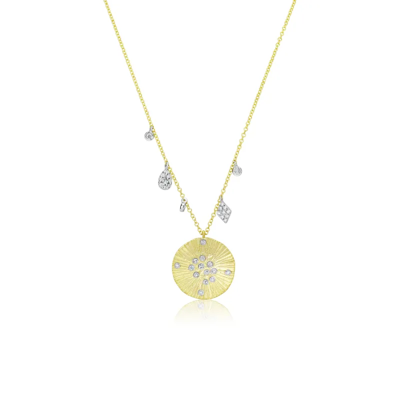 Brushed Gold Scattered Diamond Necklace Silver and Diamonds sold by Meira T