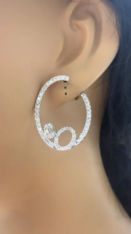 White Gold Circle Diamond Hoop sold by Meira T