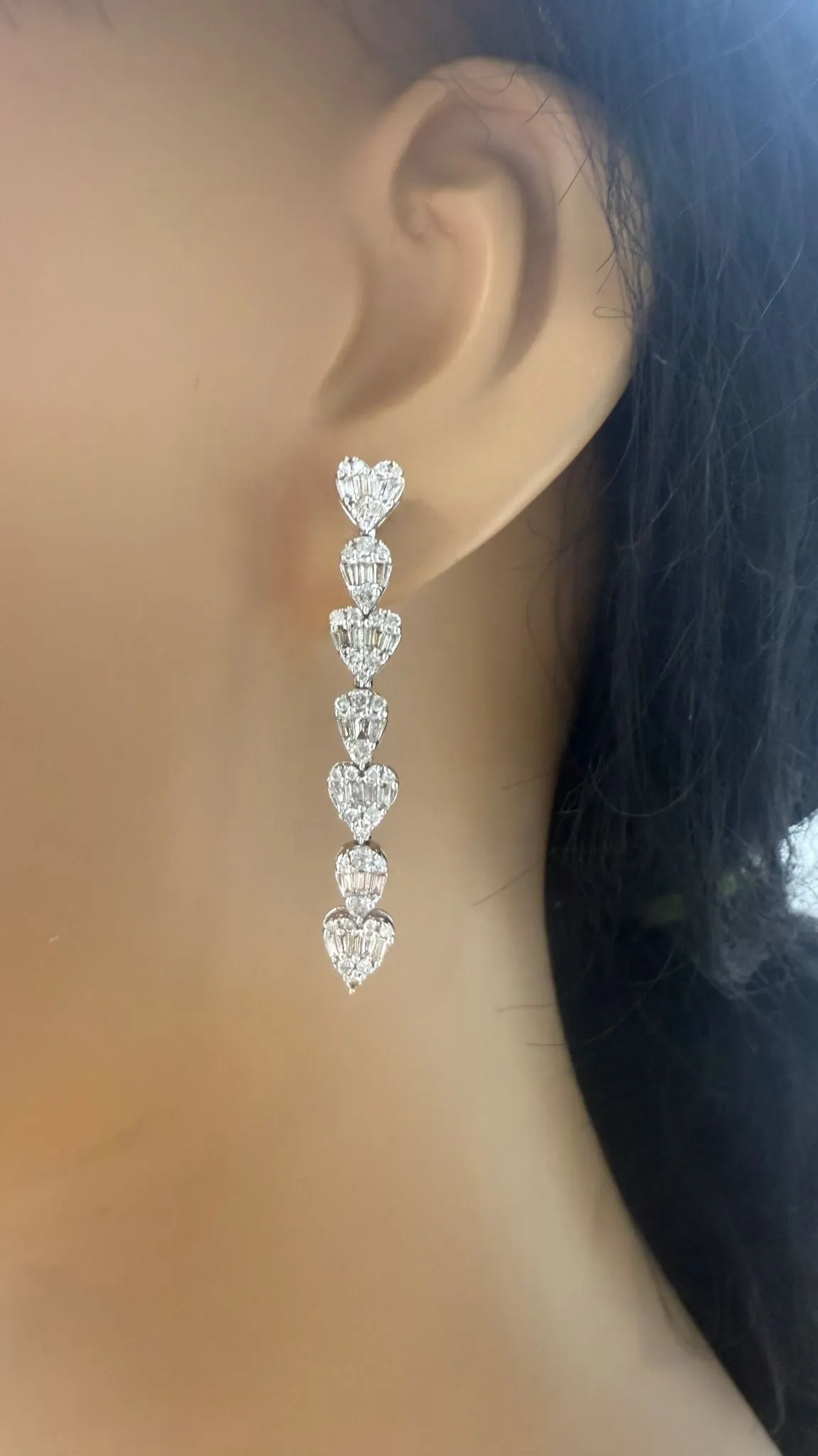 White Gold Fancy Heart Illusion Earrings sold by Meira T