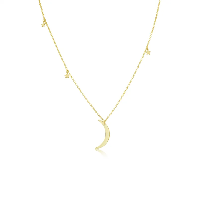 Yellow Gold Moon and Stars Necklace sold by Meira T