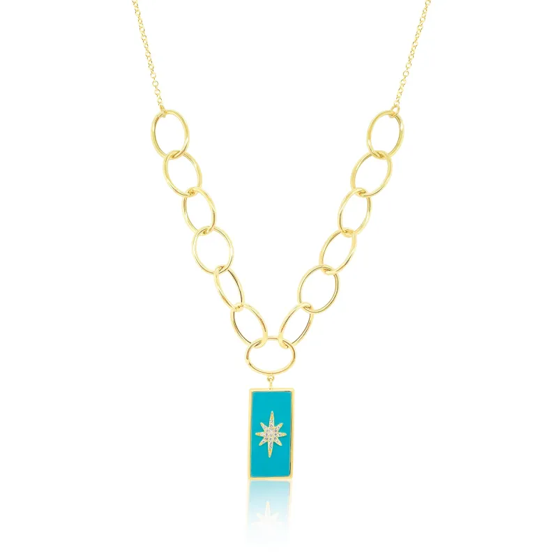 Turquoise Oval Link Necklace sold by Meira T