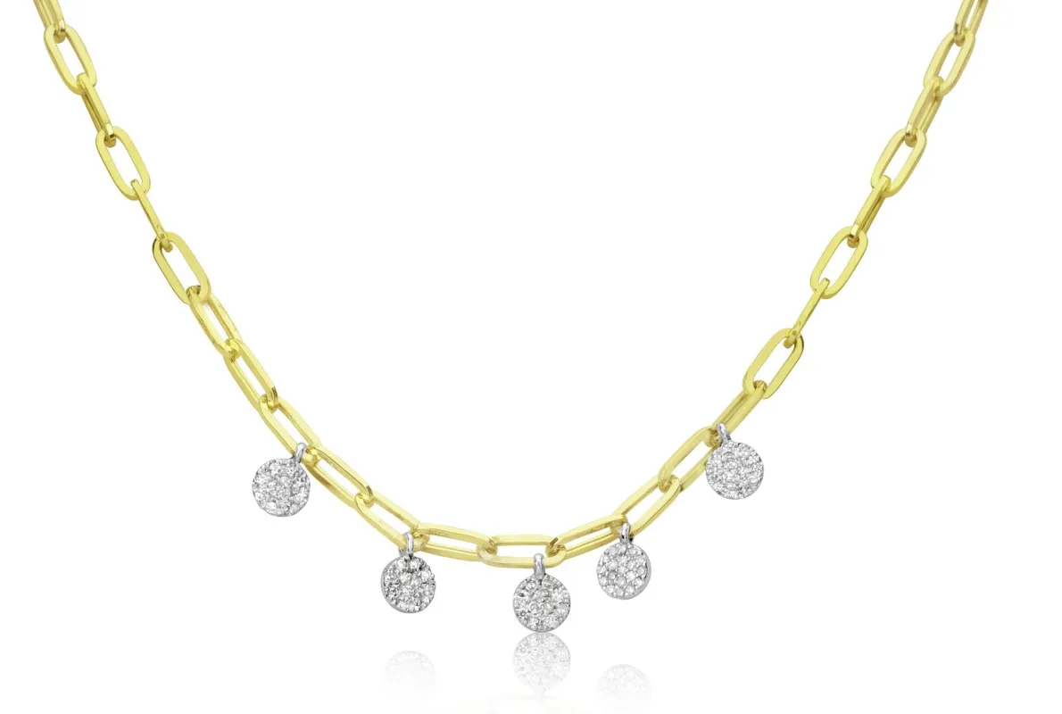 Diamond Disc Drop Paperclip Chain Necklace sold by Meira T