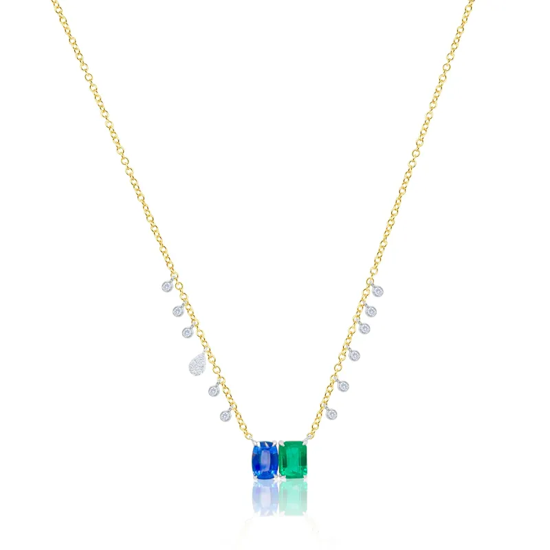 Emerald and Blue Sapphire Necklace sold by Meira T
