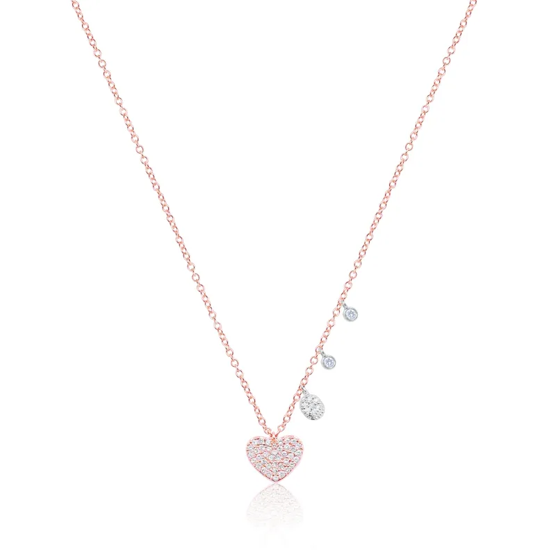 Rose Gold Pave Diamond Heart Necklace sold by Meira T