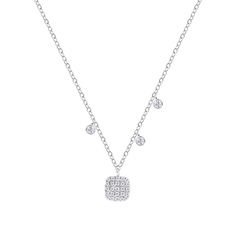 Pave Diamond Square Necklace 14kt White Gold sold by Meira T