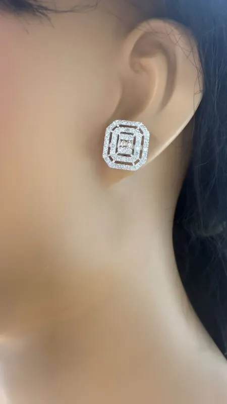 White Gold and Diamond Illusion Studs sold by Meira T