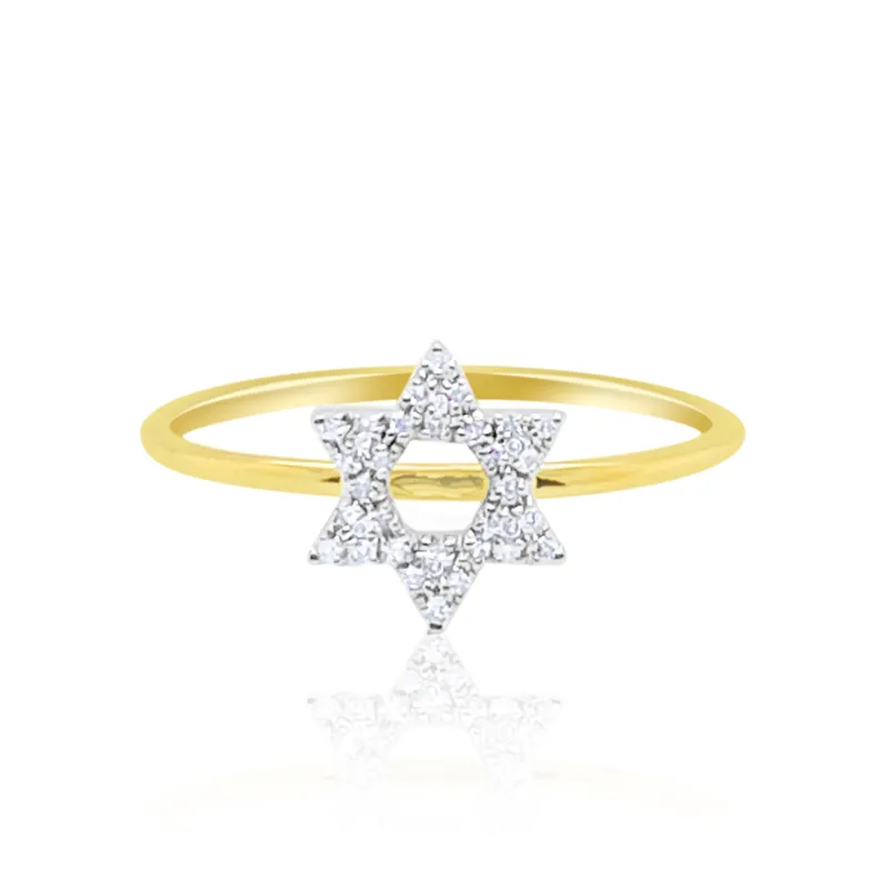 Star of David  Diamond Ring in 14kt Yellow Gold sold by Meira T