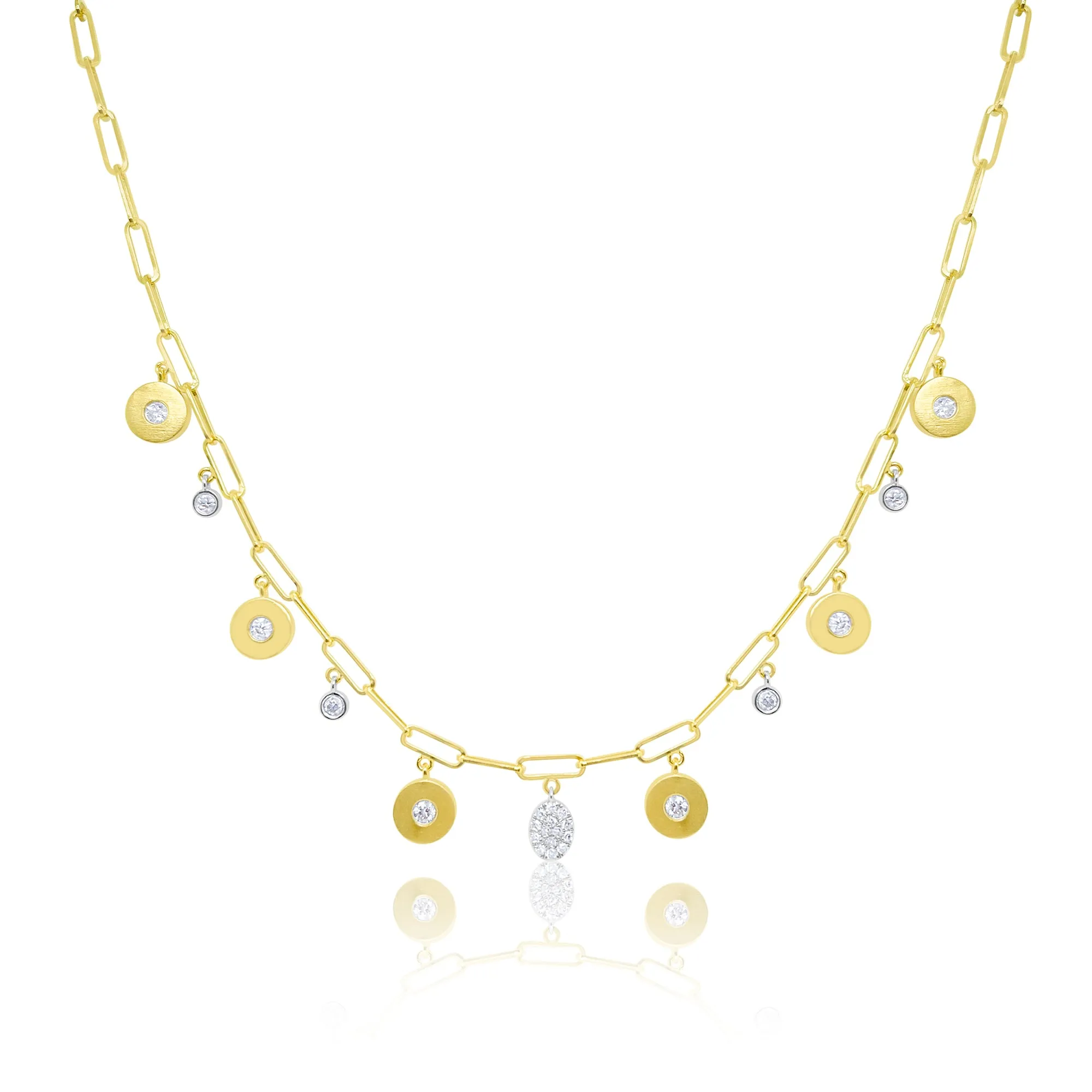 14kt Yellow Gold Paperclip Disc Diamond Necklace sold by Meira T