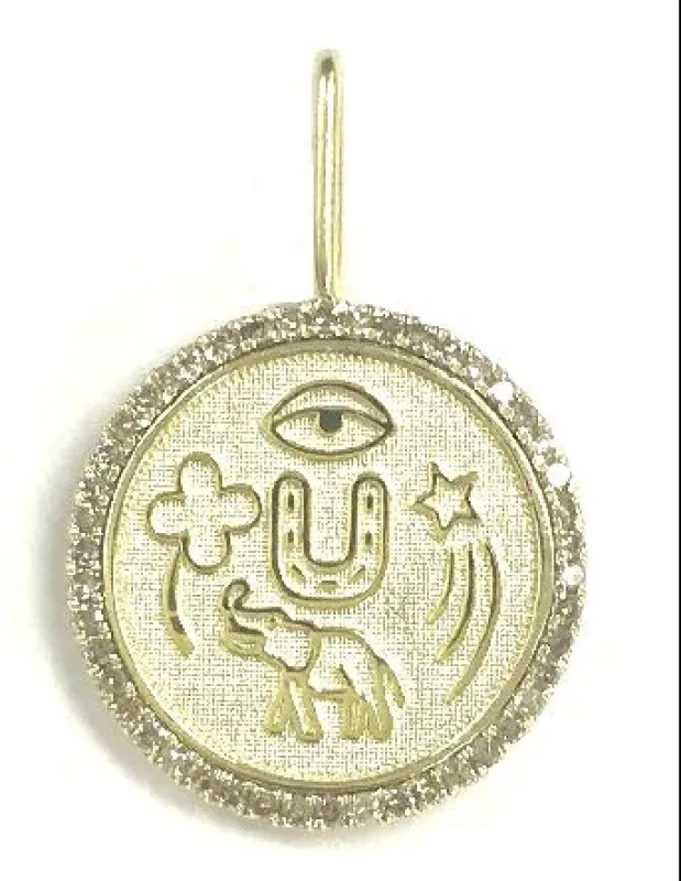 Gold and Diamond Good Luck Symbol Charm sold by Meira T
