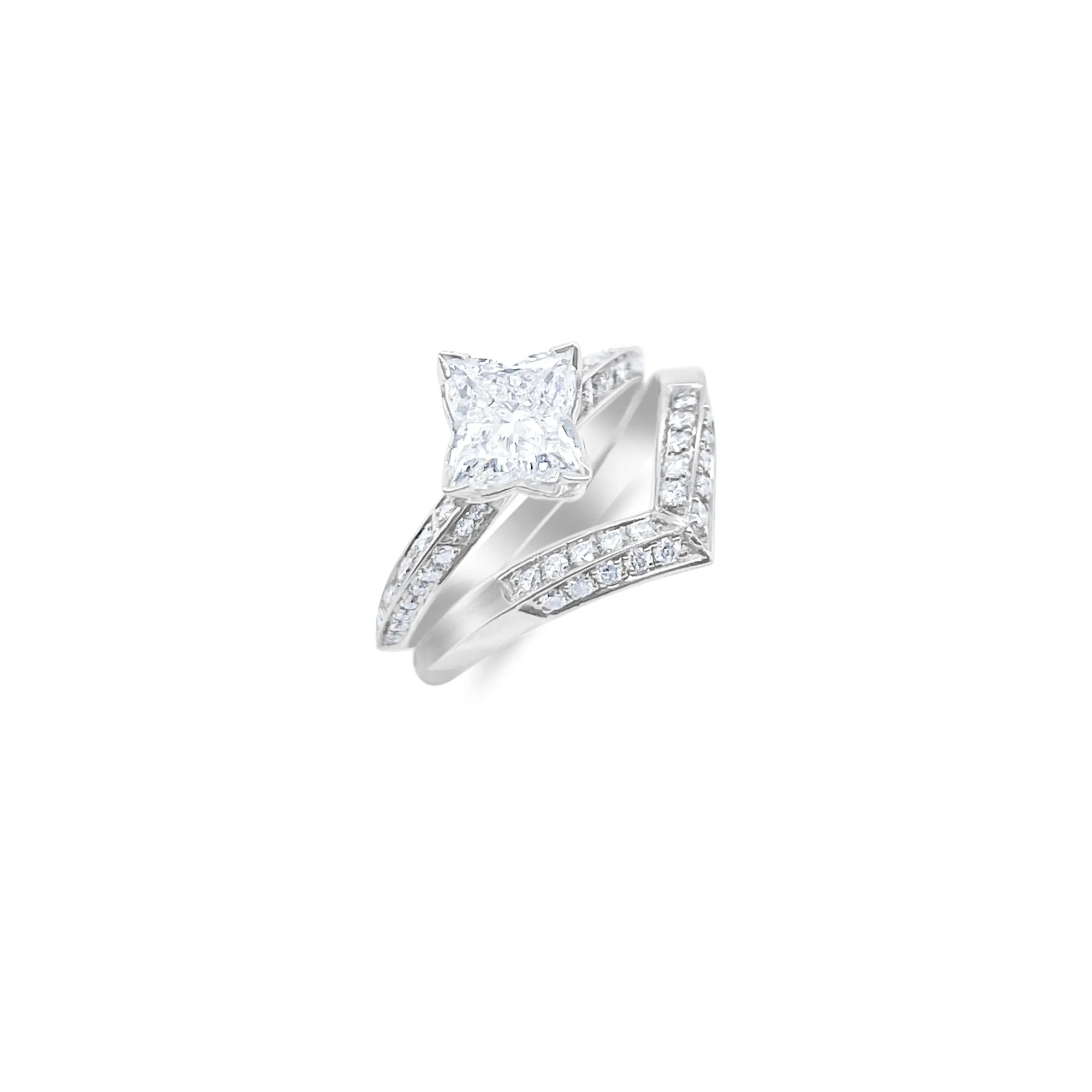 White Gold Stackable Engagement Ring Set sold by Meira T