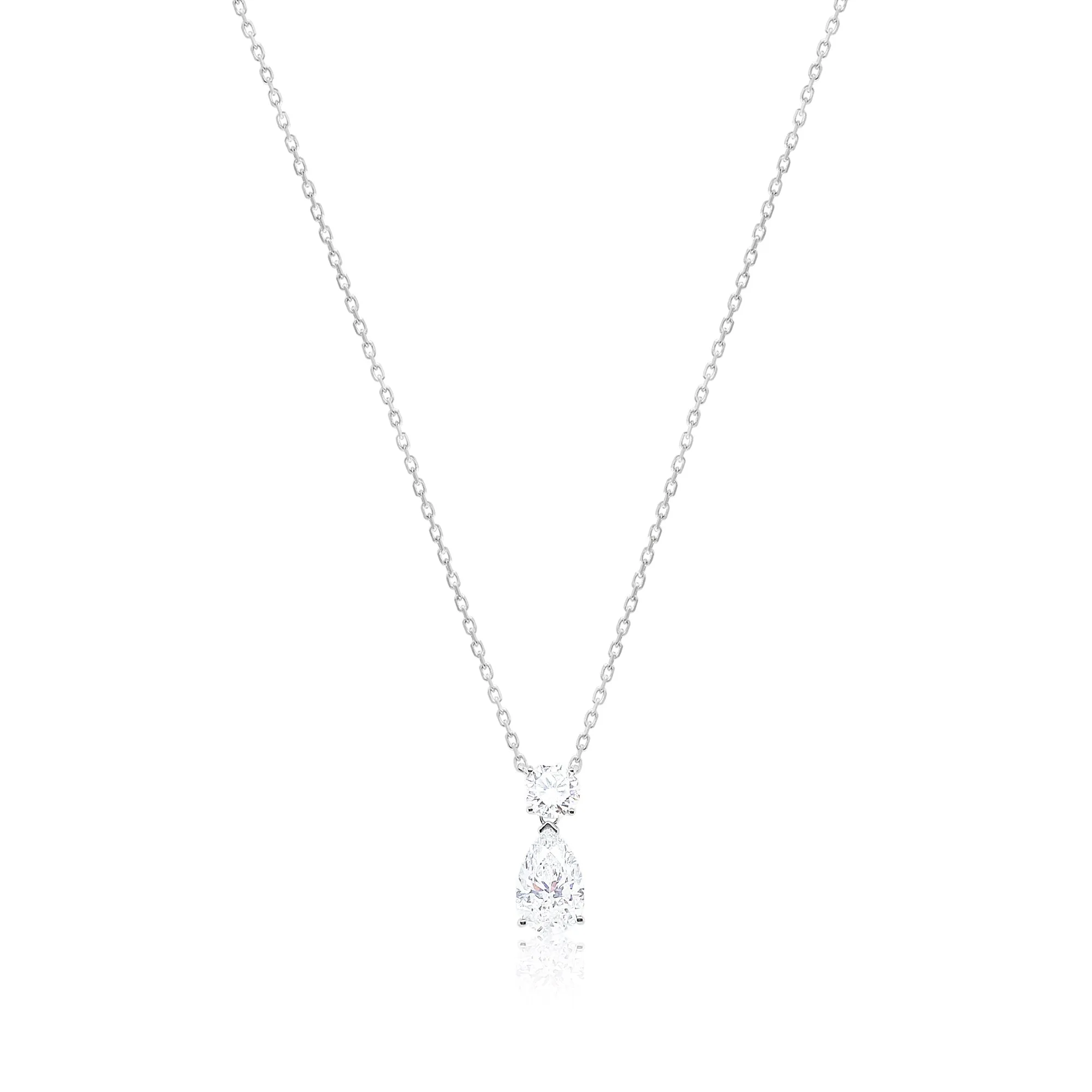 White Gold Pear and Solitare Pendant Lab Grown Diamond sold by Meira T