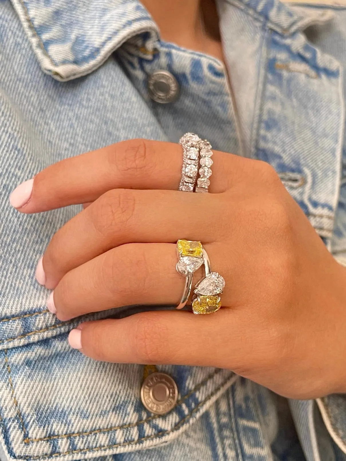 White Gold Toi Et Moi Ring With Fancy Yellow Lab Diamonds sold by Meira T product image thumbnail 2