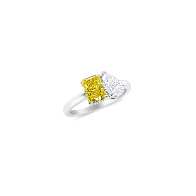 White Gold Toi Et Moi Ring With Fancy Yellow Lab Diamonds sold by Meira T