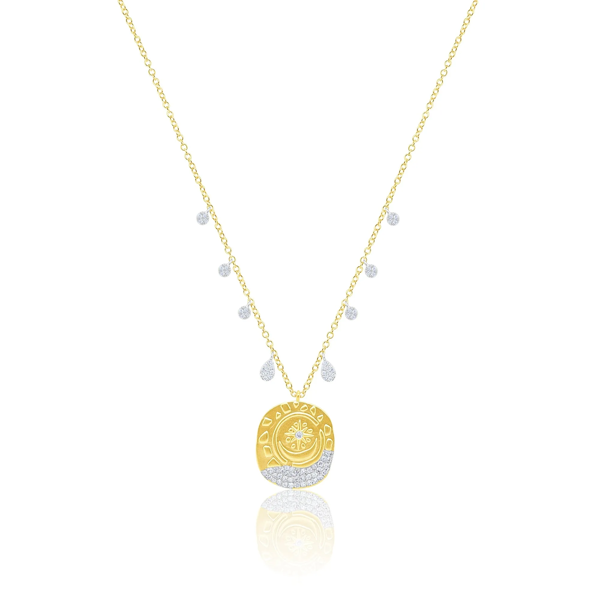 Moon and Starburst Medallion Necklace sold by Meira T