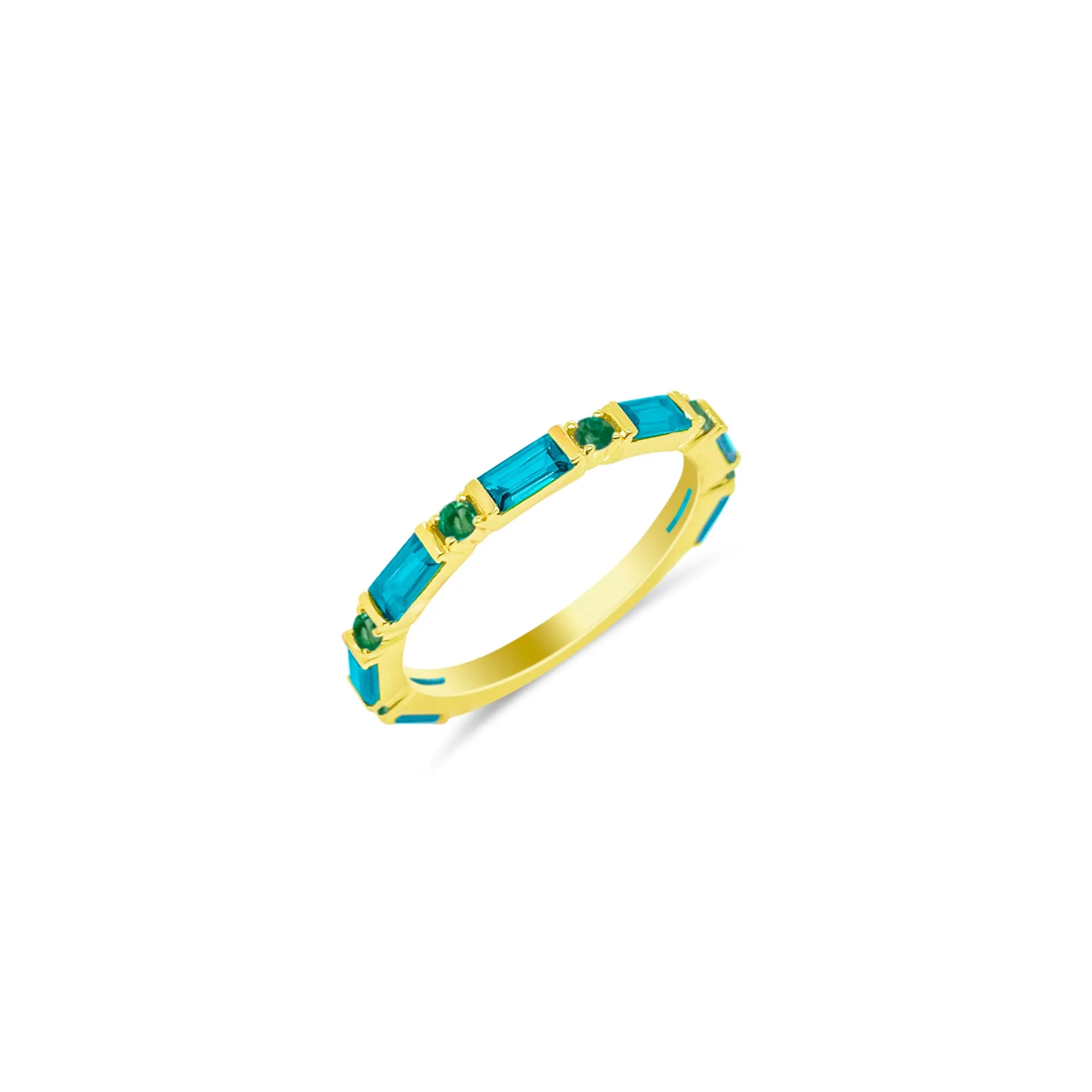 Yellow Gold Turquoise Emerald Ring- Online Exclusive sold by Meira T