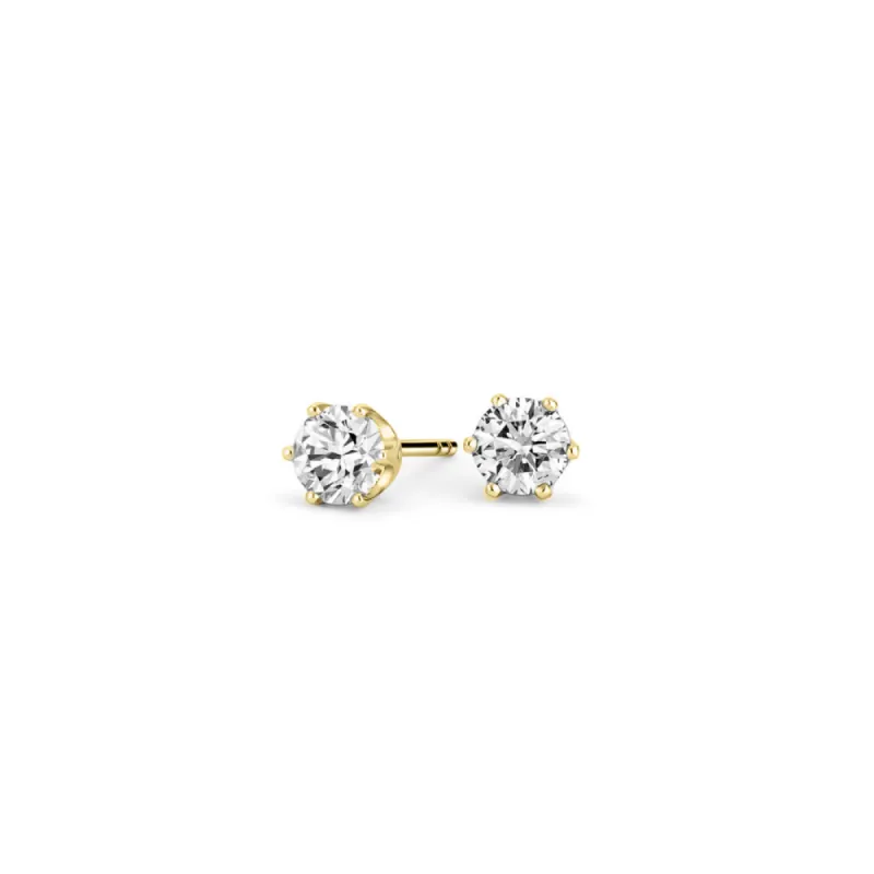 Yellow Gold 6 Prong Diamond Studs sold by Meira T