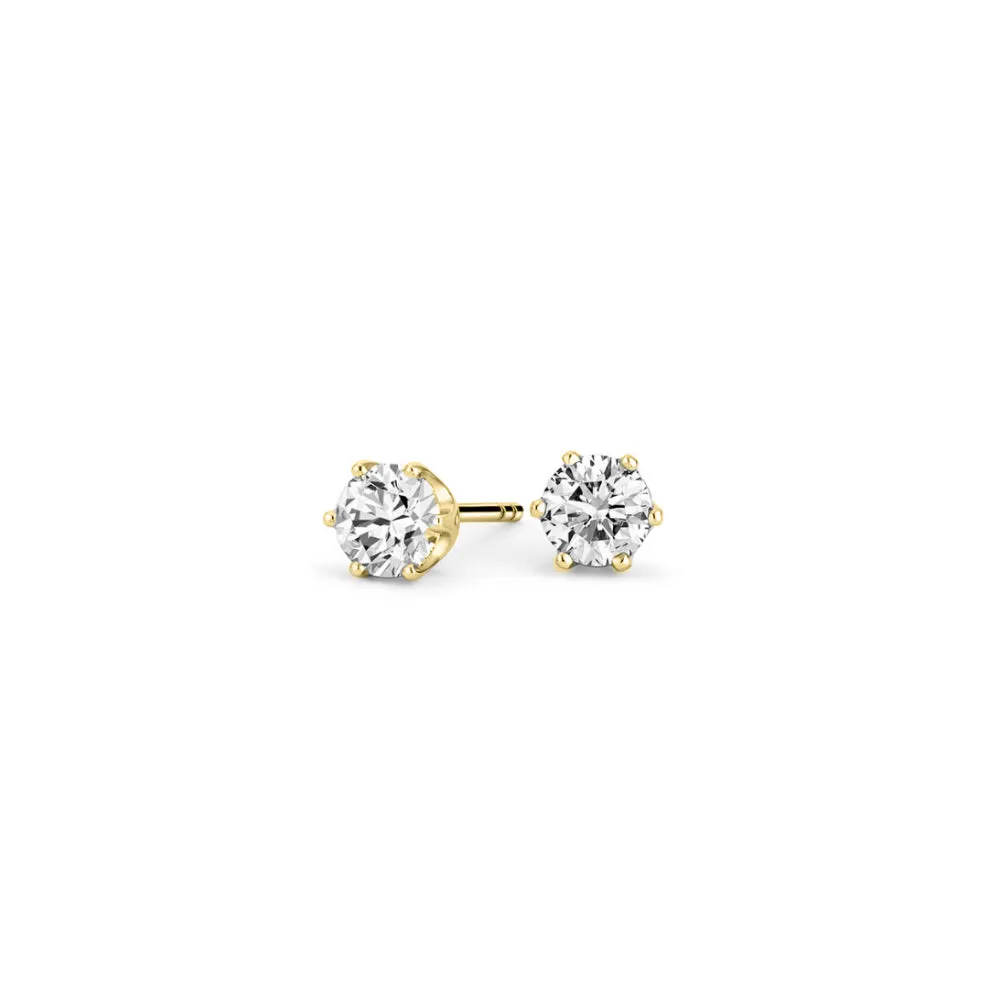 Yellow Gold 6 Prong Diamond Studs sold by Meira T