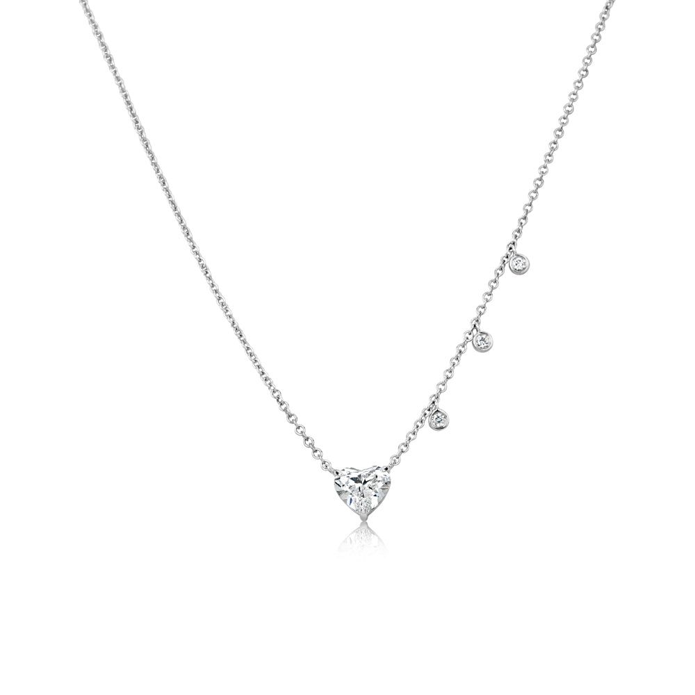 1.00 Carat Lab Grown White Gold Diamond Heart and Bezel Necklace *ONLINE EXCLUSIVE* sold by Meira T