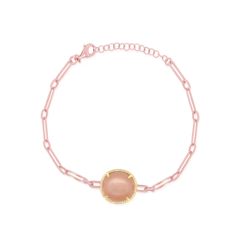 Silver and Diamond Pink Prisim Rhodium Bracelet sold by Meira T