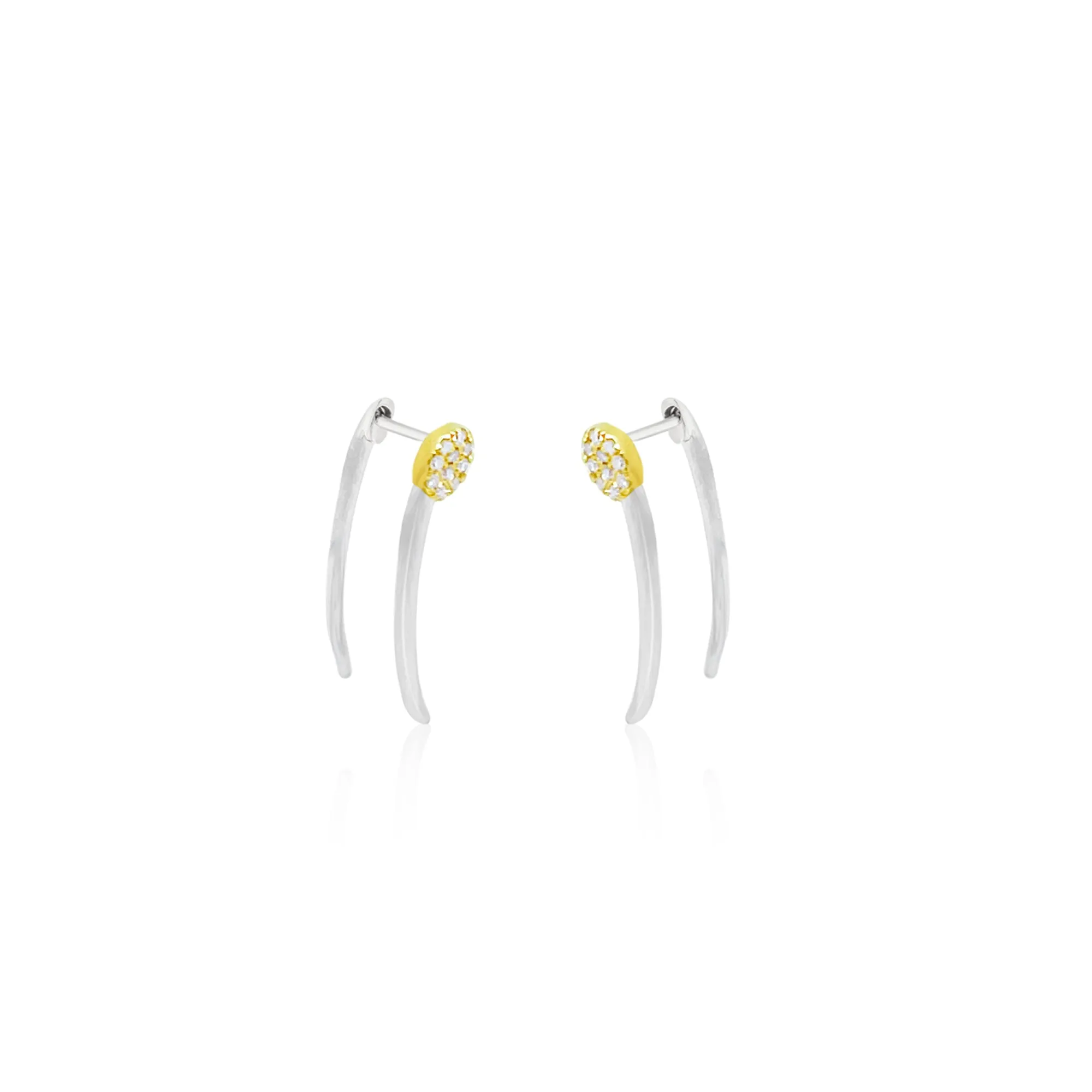 White and Yellow Silver and diamond Ear climbers sold by Meira T product image thumbnail 2