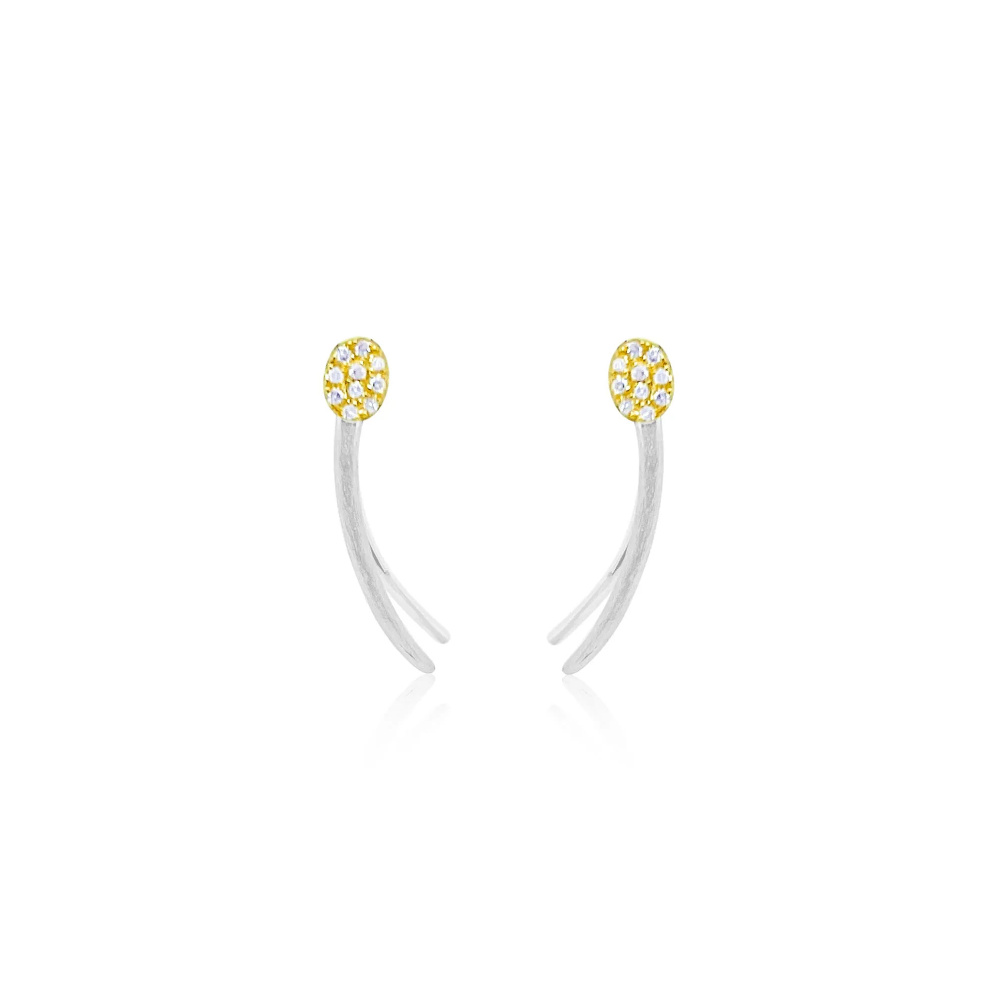 White and Yellow Silver and diamond Ear climbers sold by Meira T