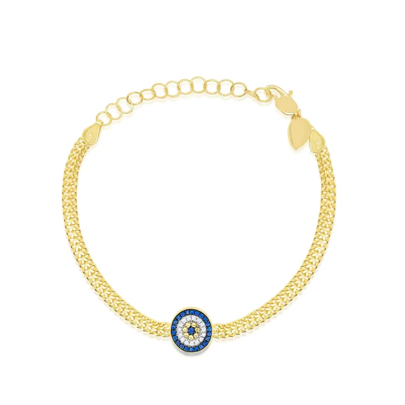 Yellow Gold Thick Chain Diamond And Sapphire Bracelet sold by Meira T