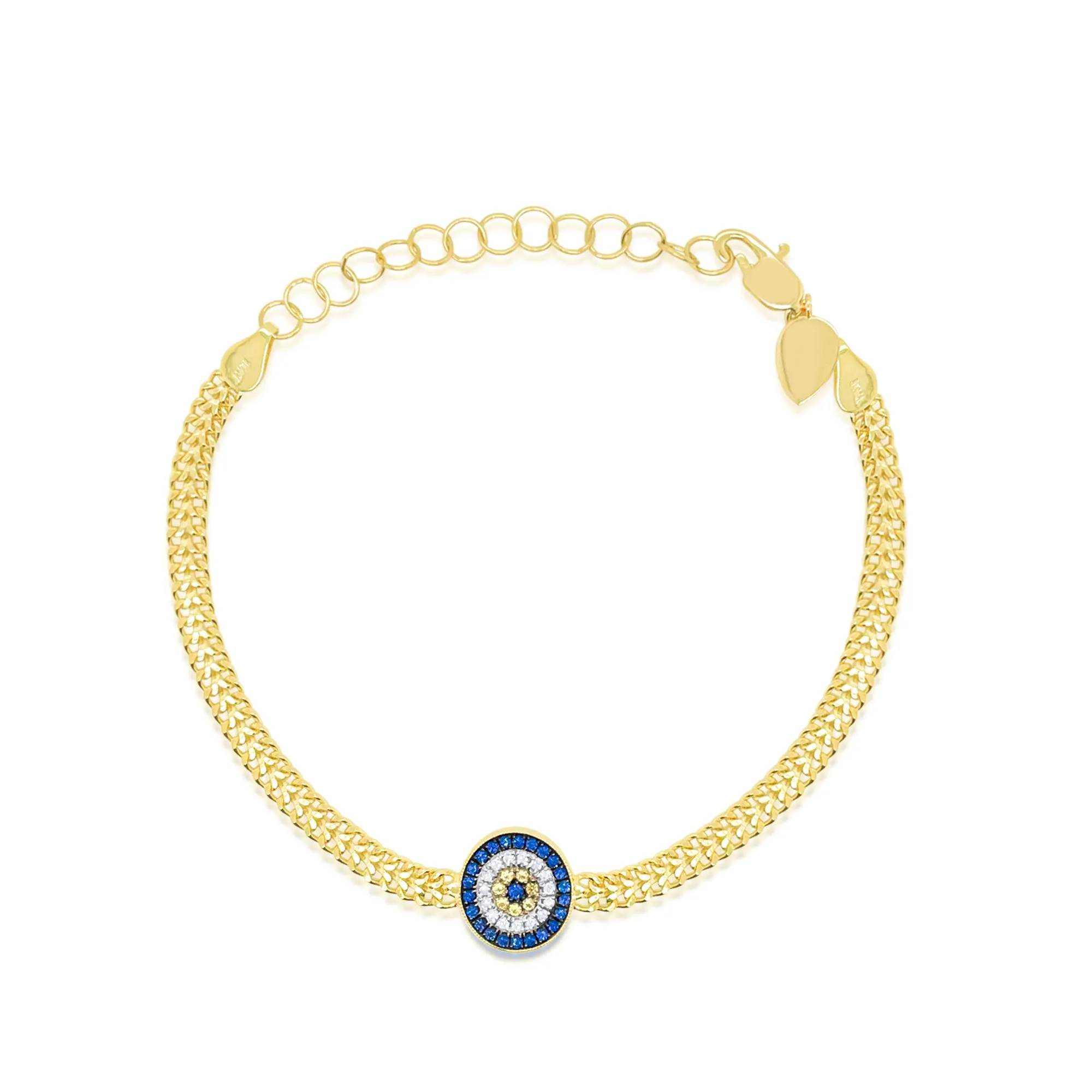 Yellow Gold Thick Chain Diamond And Sapphire Bracelet sold by Meira T