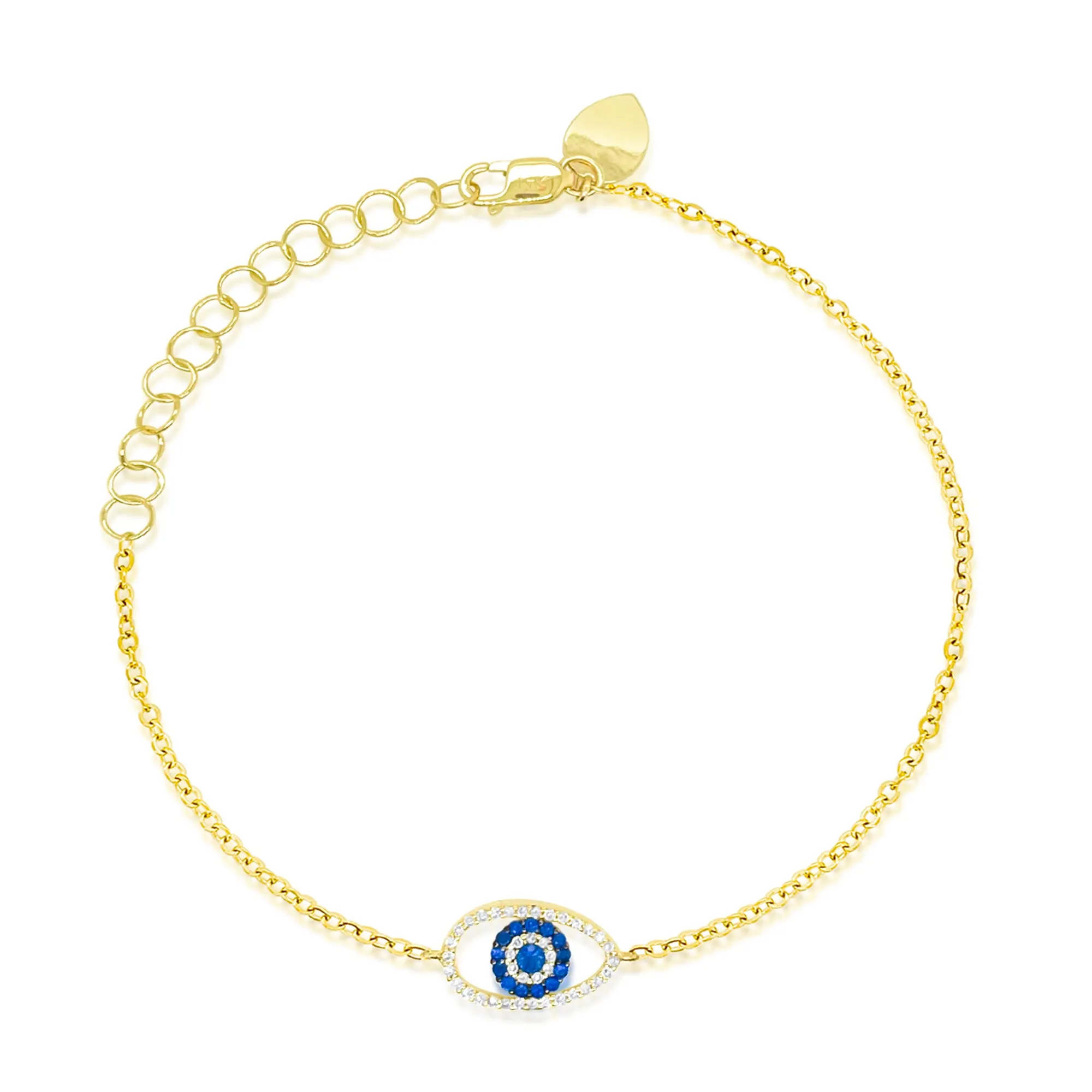Unique Yellow Gold Evil Eye Sapphire and Diamond Bracelet sold by Meira T