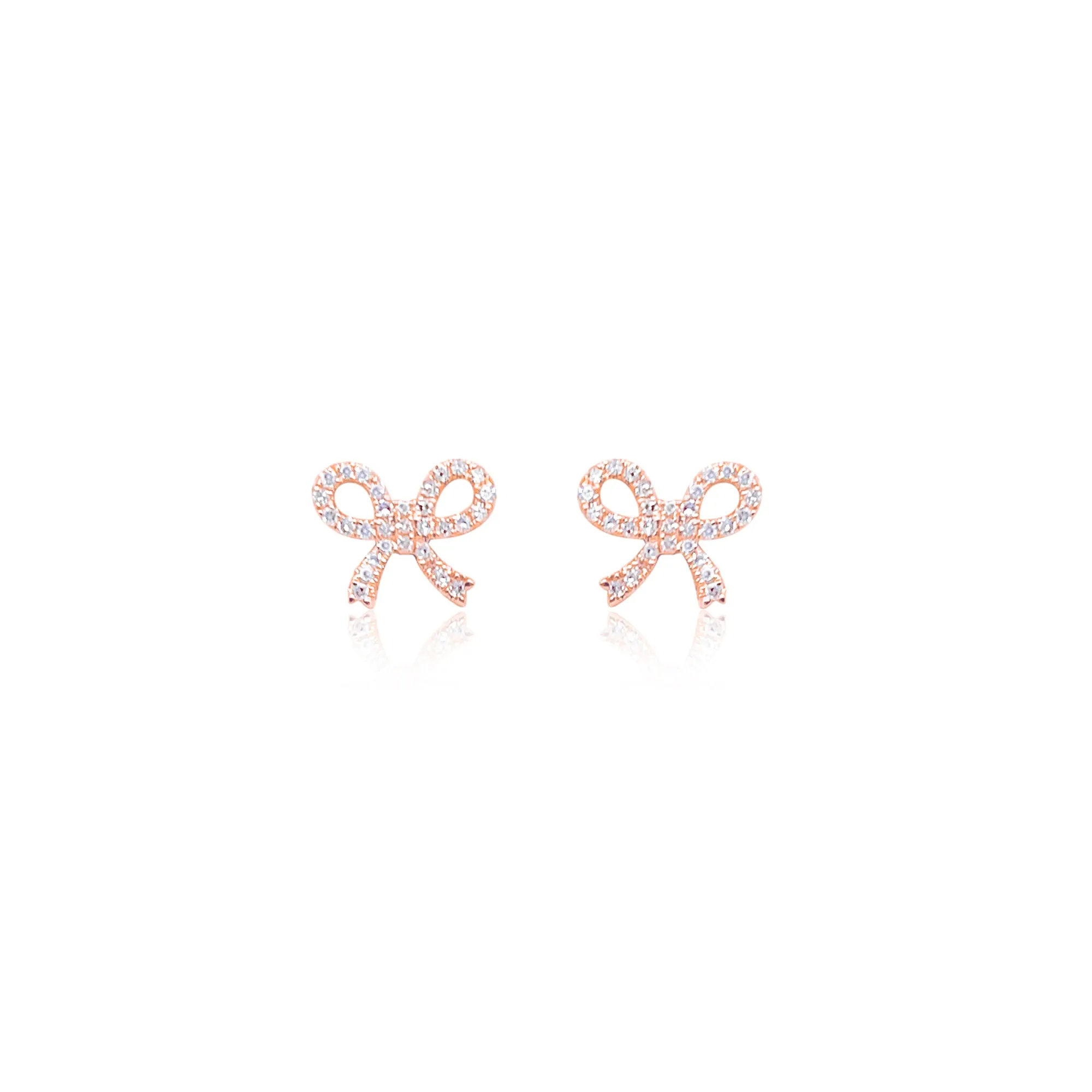 Delicate Diamond Rose Gold Bow Studs sold by Meira T