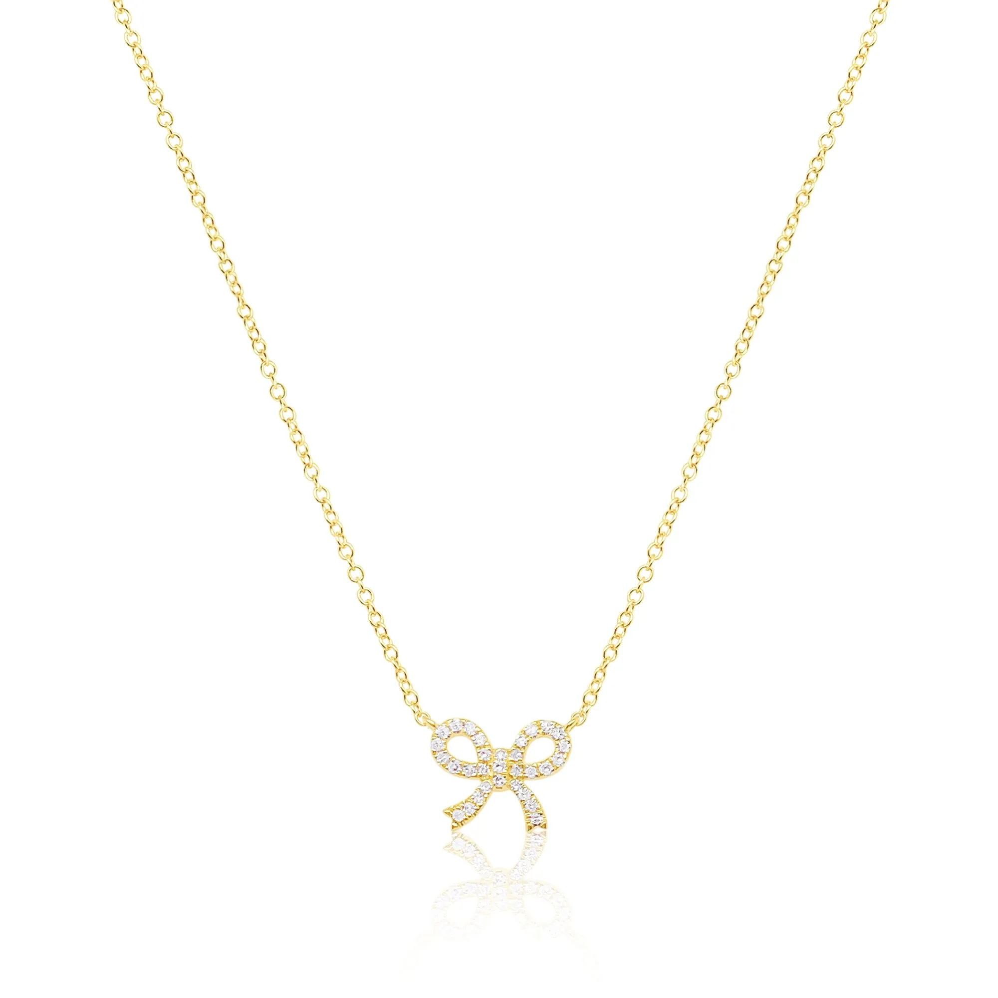 Delicate Diamond Bow Yellow Gold Necklace sold by Meira T