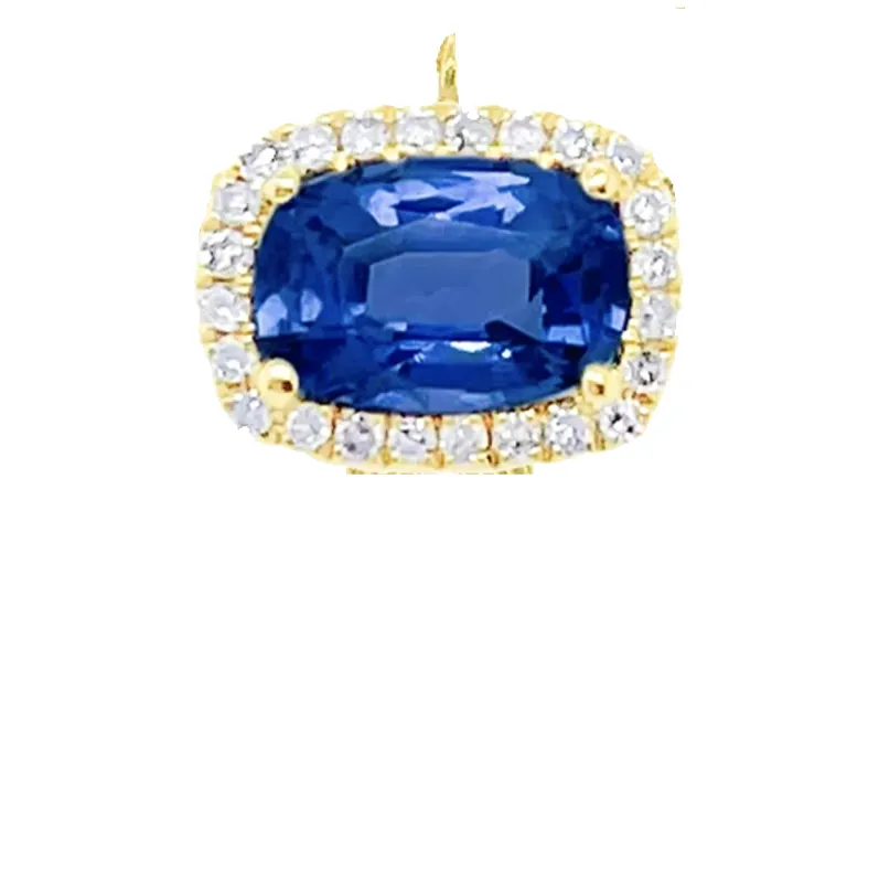 Blue Sapphire and Diamond Emerald Cut Charm sold by Meira T