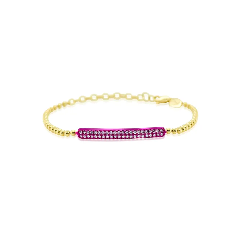 Yellow Gold PInk Rhodium Diamond and Ball chain Bracelet sold by Meira T