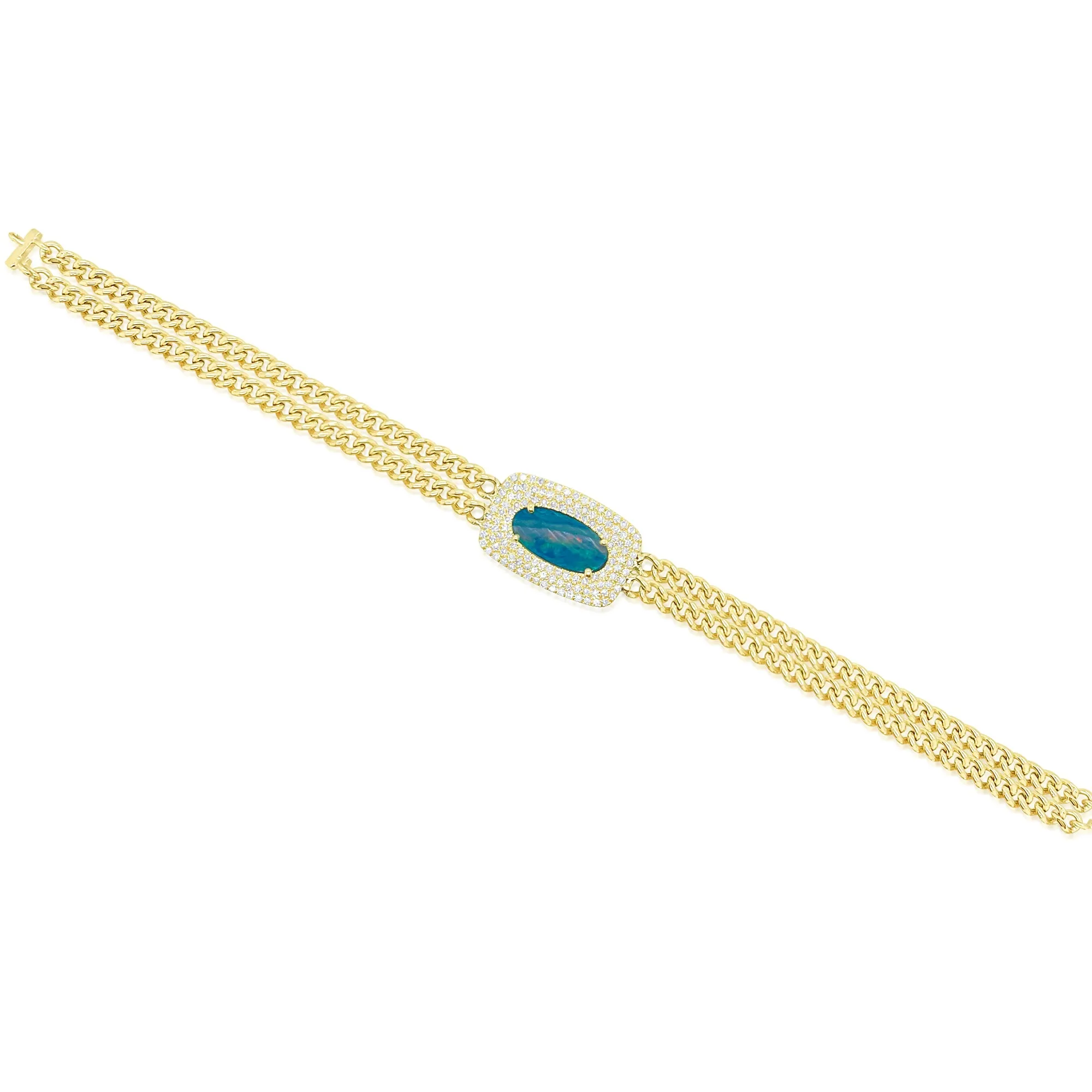 Yellow Gold Cuban Opal Bracelet sold by Meira T