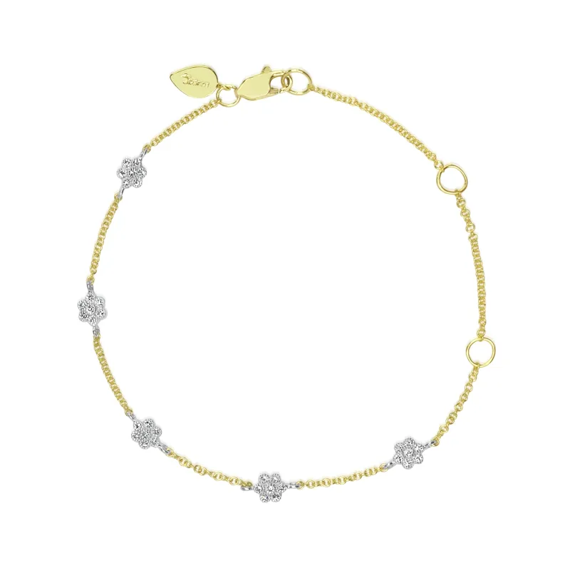 Two Tone Dainty Diamond Flower Bracelet sold by Meira T