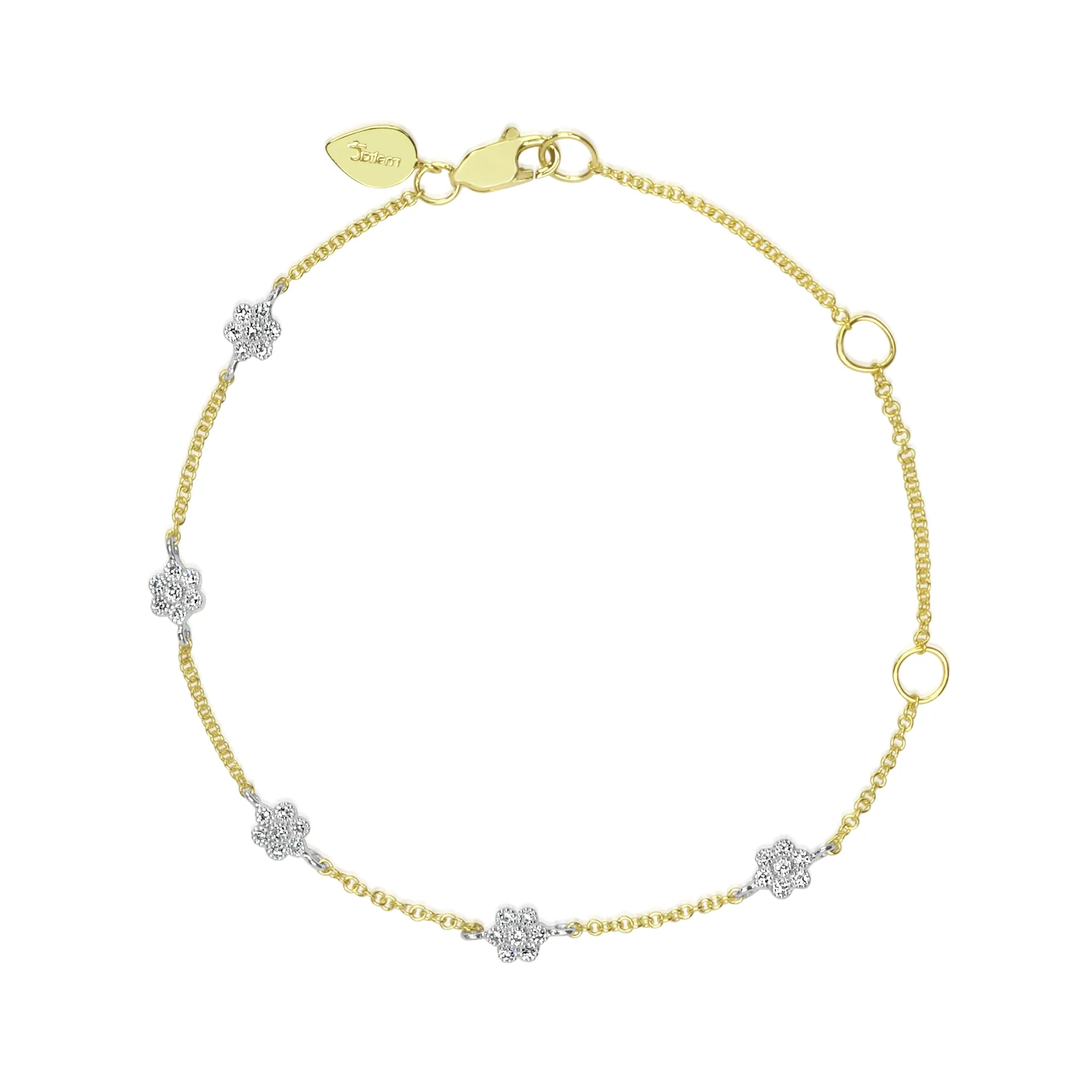 Two Tone Dainty Diamond Flower Bracelet sold by Meira T