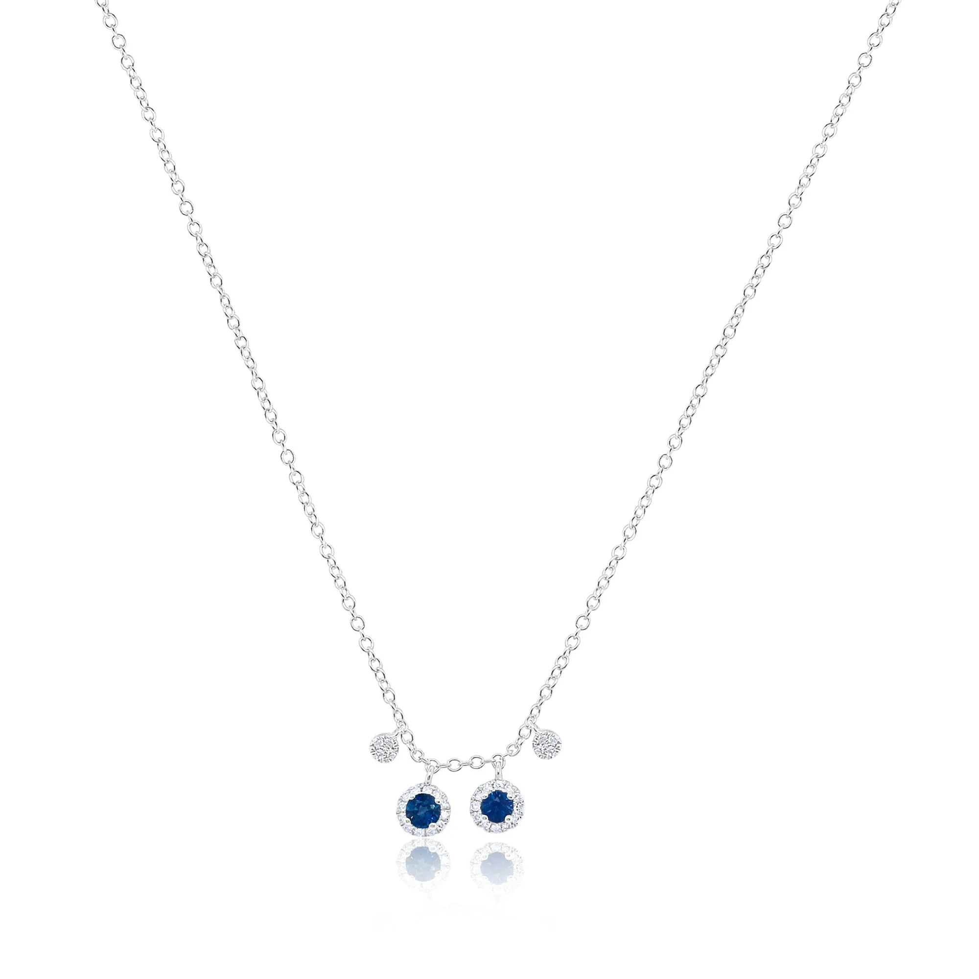 White Gold Blue Sapphhire Necklace sold by Meira T