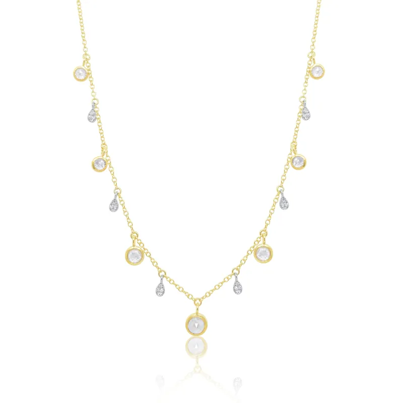 14kt Yellow Gold Rough Diamond and Diamond Station Necklace sold by Meira T